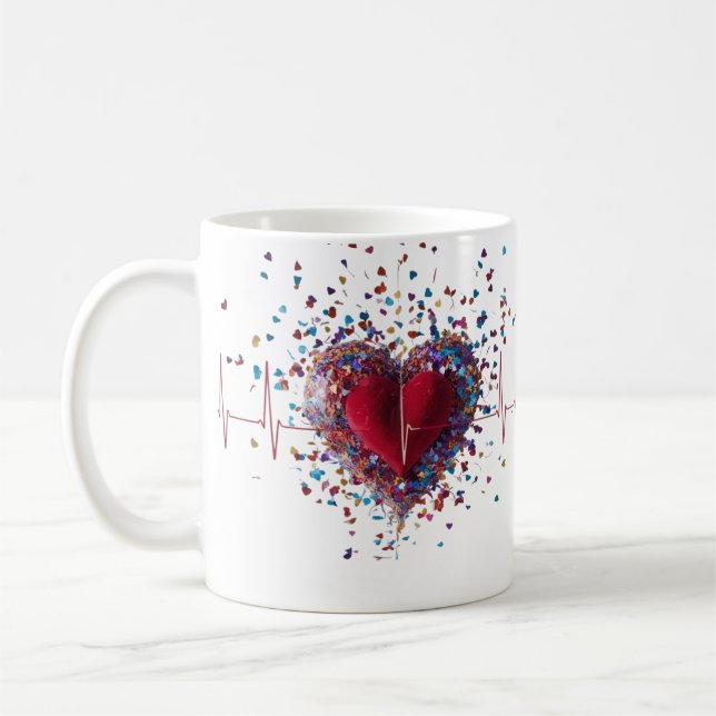 Pulserande Konfetti Hjärt Explosion Hjärtklappning Kaffemugg (Vänster)