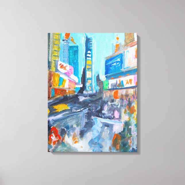 Pulserande stadslandskap Times Square Canvastryck (Framsida)