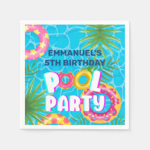 Pulserande Tropisk Poolparty Personlig Födelsedag