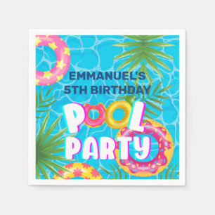 Pulserande Tropisk Poolparty Personlig Födelsedag Pappersservett