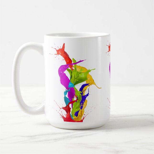 Pulserande vätskeexplosion: Abstrakt färgsprut Kaffemugg (Vänster)