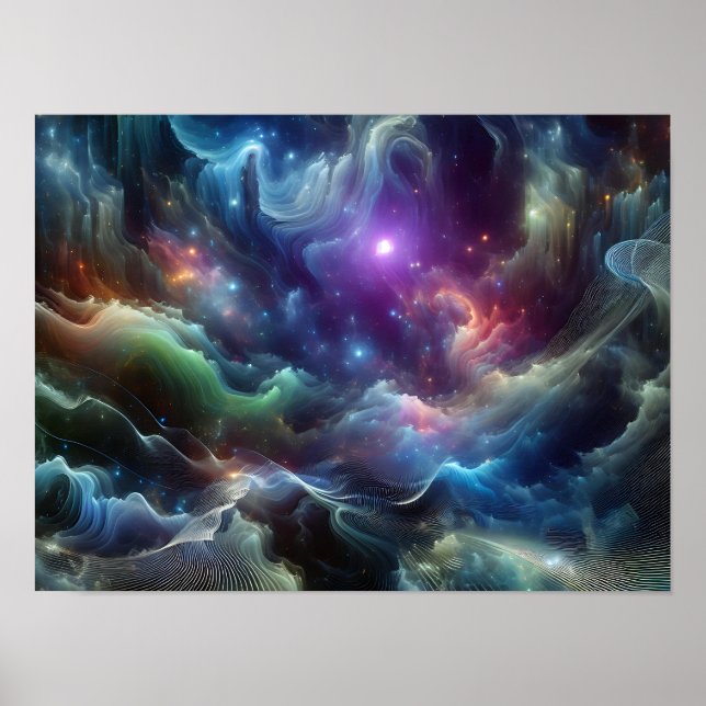 Pulses And Waves Of Deep Space Sci-fi Space Poster (Framsidan)