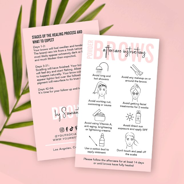 Pulver av kvinnligt kön Eftervård Brows Anvisninga Visitkort (Skapare uppladdad)