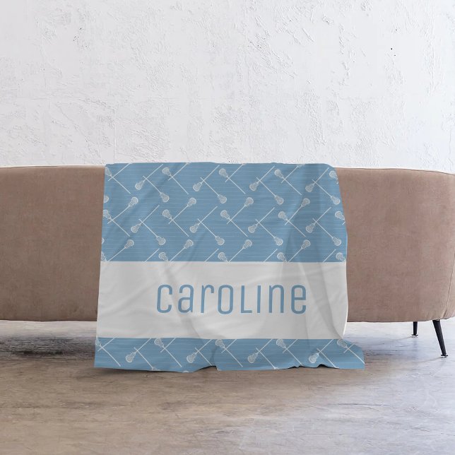 Pulver Blå lacrosse White Sticks, mönster Fleecefilt (Skapare uppladdad)