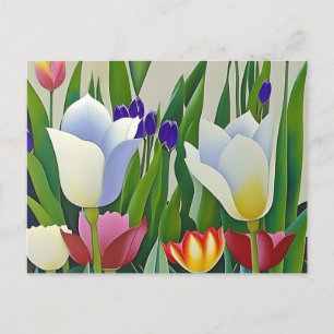 Pulver, blommor, vykort för postkorsning