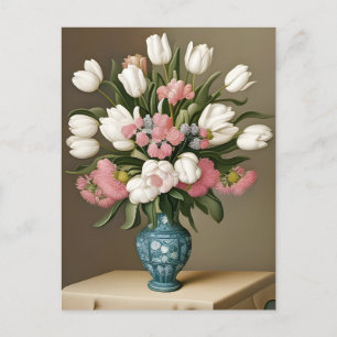 Pulver, blommor, vykort för postkorsning