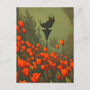 Pulver, blommor, vykort för postkorsning