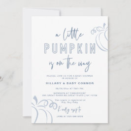 Pulver Blue A Little Pumpkin Baby Shower Inbjudningar