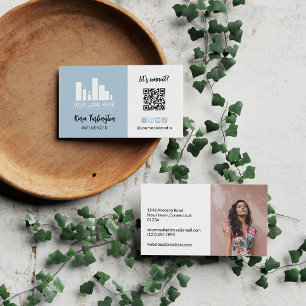 Pulver Blue Din Logotyp QR-kod Foto Social Media Visitkort
