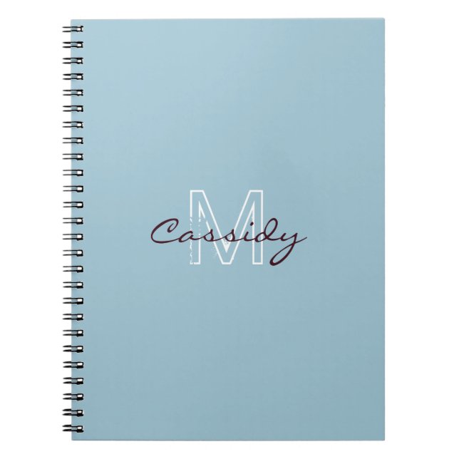 Pulver Blue - Enkelt monogrammad Anteckningsbok (Framsidan)