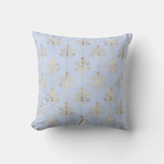Pulver Blue Guld Chandelier Modern cushion Kudde (Framsida)