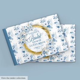 Pulver Blue Guld Glitter Boho Flowers Guest Bok