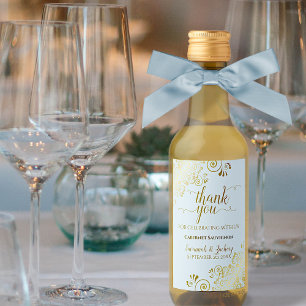 Pulver Blue & Guld Snöre Bröllop Tack Mini Vinetikett