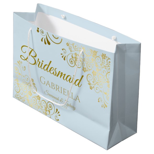Pulver Blue & Guld Snöre Elegant Bridesmaid (Framsidan Vinklad)
