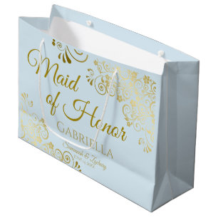 Pulver Blue & Guld Snöre Maid of honor Chic Bröllo
