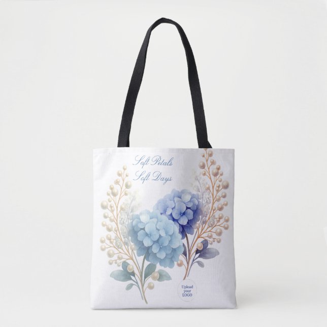 Pulver Blue Hydrangea Watercolor Customer Loyalty Tygkasse (Framsida)