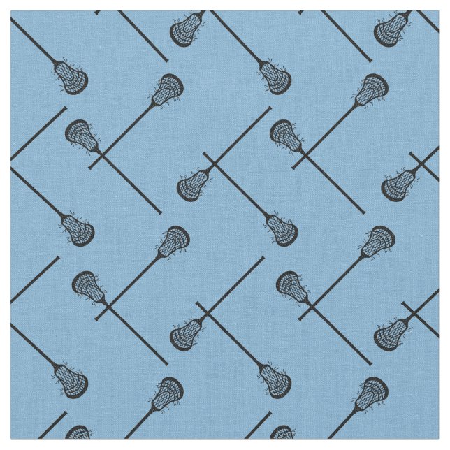 Pulver Blue Lacrosse Black Sticks Patterned Tyg (Närbild)
