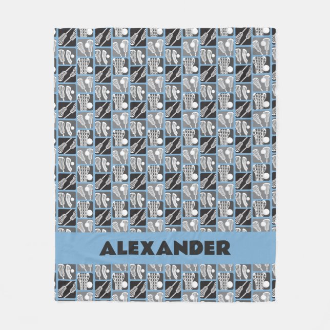 Pulver Blue Lacrosse Blocks of Sticks and Bollar Fleecefilt (Framsidan)