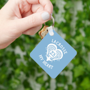 Pulver Blue Lacrosse My Heart Photo Keychain Nyckelring