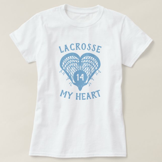 Pulver Blue Lacrosse My Heart T- Shirt T (Design framsida)