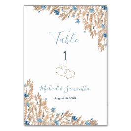 Pulver Blue Land Fält Bröllop Bordsnummer