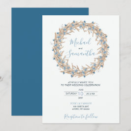 Pulver Blue Land Fält Bröllop Inbjudningar