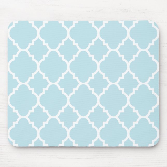 Pulver Blue Quatrefoil Moroccan Mönster Musmatta (Framsidan)