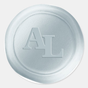 Pulver Blue Vax säl Monogram bröllopsstämplar Runt Klistermärke