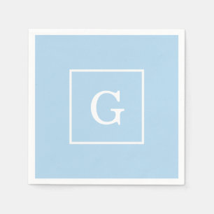 Pulver Blue White Framed Initial Monogram Pappersservett