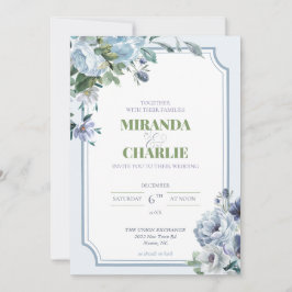 Pulver Blue Winter Wedding-inbjudan Inbjudningar