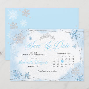 Pulver Blue Winter Wonderland Spara datum Inbjudningar