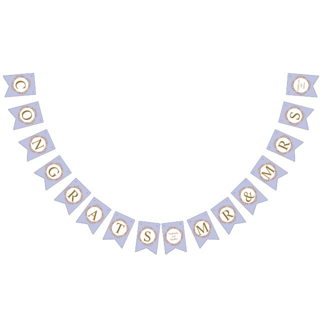 Pulver Lavendel Guld Blommig Modern Elegant Bröllo Vimplar (Alla)