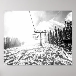 Pulver på Backe // Svart och vitt Skilift Poster