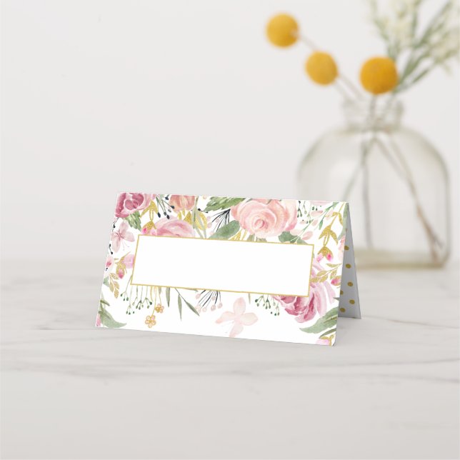Pulver Rosa Guld Watercolor Ro Placeringskort (Framsida)
