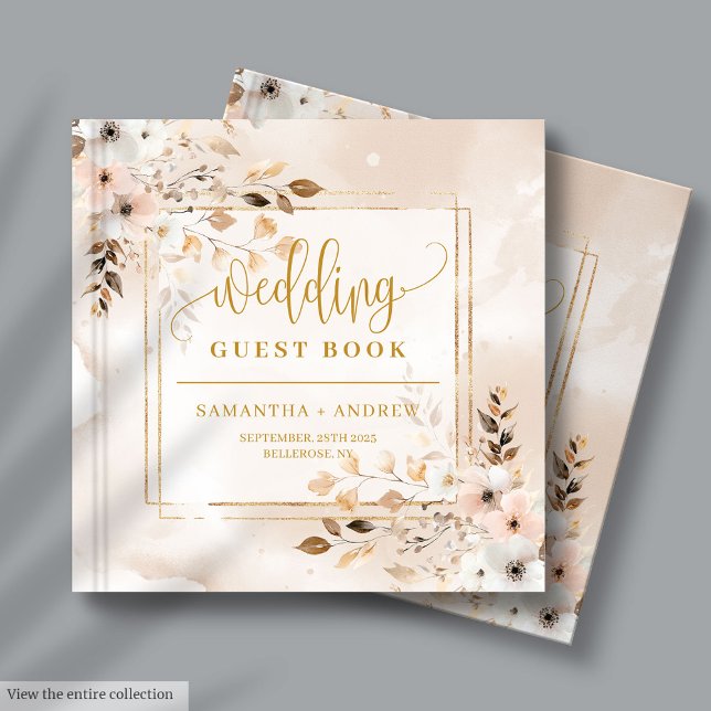 Pulver Rosa och Guld Fall Boho Bröllop Guest Bok (Powder Pink and Gold Fall Boho Wedding Guest Book)