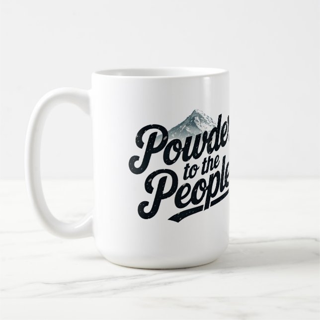 "Pulver till folket" Retro Snowboard & Ski Kaffemugg (Vänster)