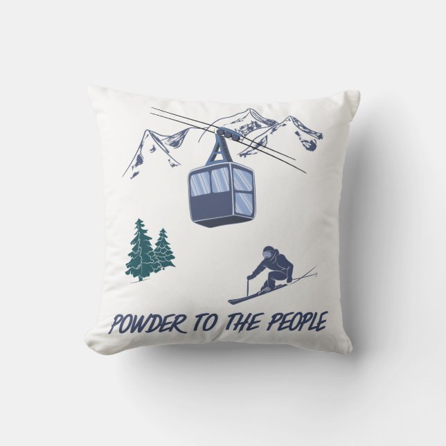 Pulver till People Ski Resort Kudde (Framsida)