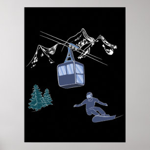 Pulver till People Snowboarder Ski Resort Poster