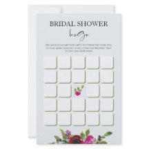 Pulverblå akvarellblommig bröllopsduschbingo