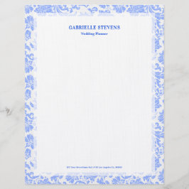 Pulverblå Blommigt för Vintage Brevhuvud