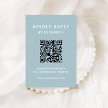 Pulverblå Elegant | Bröllop QR-kod OSA Kort<br><div class="desc">Det här minimalistiska QR-svarskortet och det skannade QR-bröllop-kortet för elegant har modern vit text på en ljus,  pulverblå bakgrund,  för ett chic,  enkelt utseende och snyggt. Dina gäster kan enkelt söka igenom koden för att besöka webbplatsen för bröllop och onlinen för osa.</div>