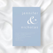 Pulverblå Elegant Minimalist Typografi Bröllop