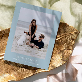 Pulverblå Elegant och foto | Spara datum Meddelande Vykort