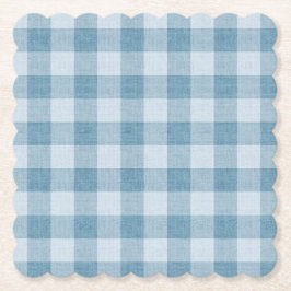 Pulverblå Gingham Buffalo-rutig Linne Textur Underlägg Papper