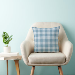 Pulverblå Gingham Buffalo Rutig Linneväv Texture Kudde