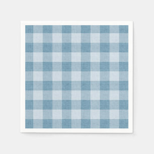 Pulverblå Gingham Buffalo Rutig Linneväv Texture Pappersservett