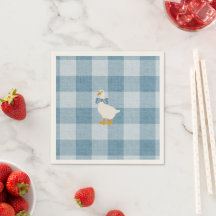 Pulverblå Gingham Gås Bebisdopp Kontroll