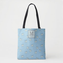 Pulverblå katter Mönster med ditt monogram Tygkasse