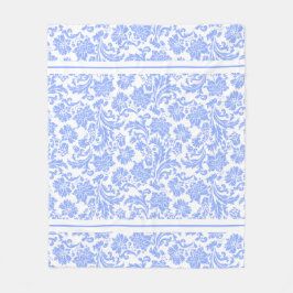 Pulverblå och vit Blommigt Fleecefilt