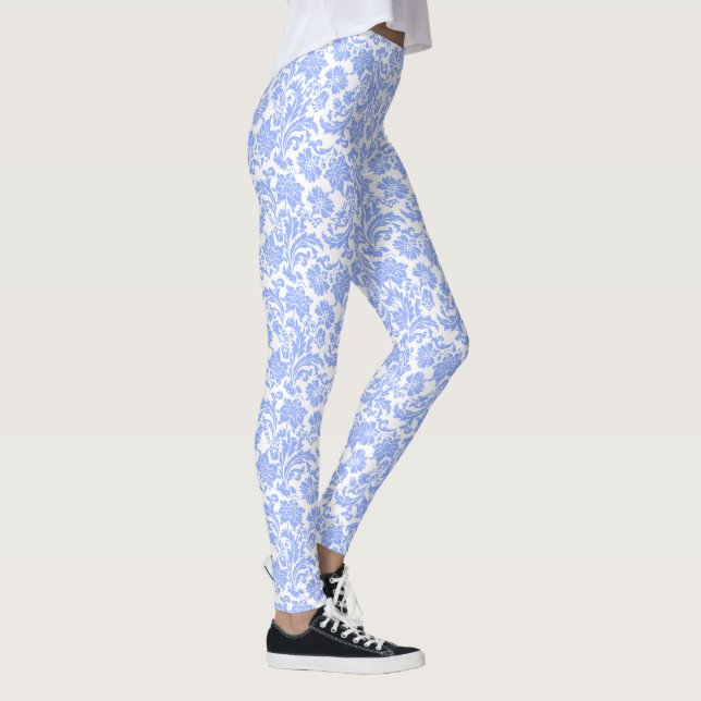 Pulverblå och vit Blommigt Leggings (Höger)